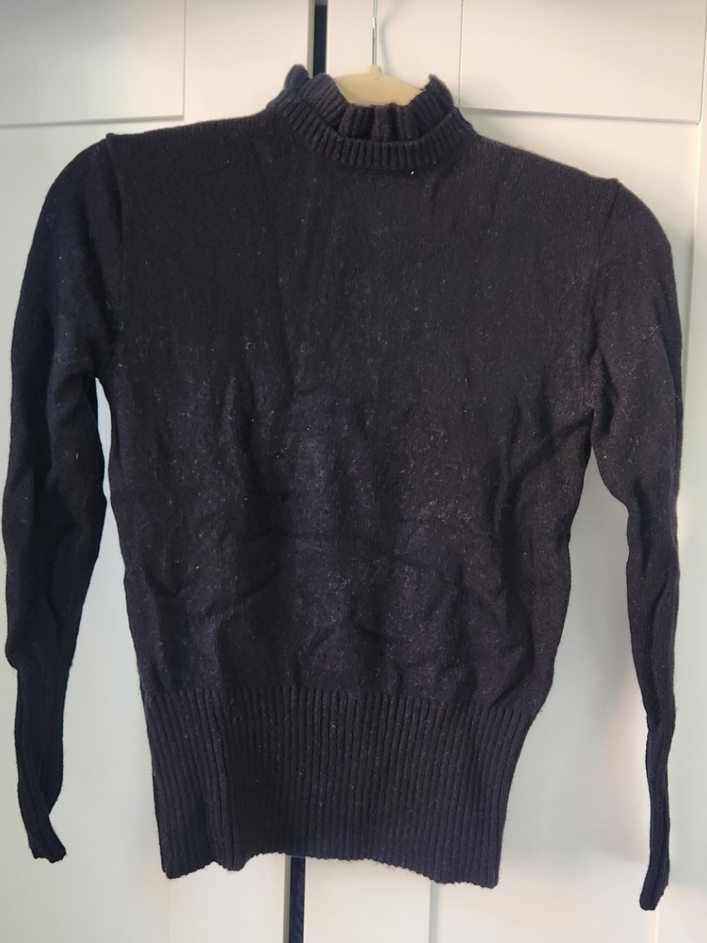 J. Crew Black Ruffle Mockneck Sweater